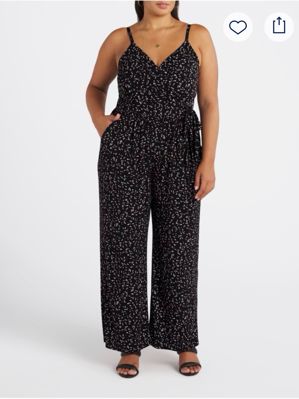 Kaileigh Rochelle knit Black Printed Wide-Leg Jumpsuit 3x